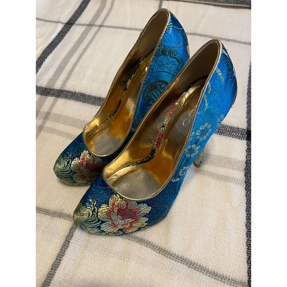 Aldo Women's Size 8 Multicolored Jacquard Asian Pattern Platform Pumps - Picture 1 of 16